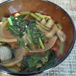 小松菜と玉ねぎと豆腐の味噌汁